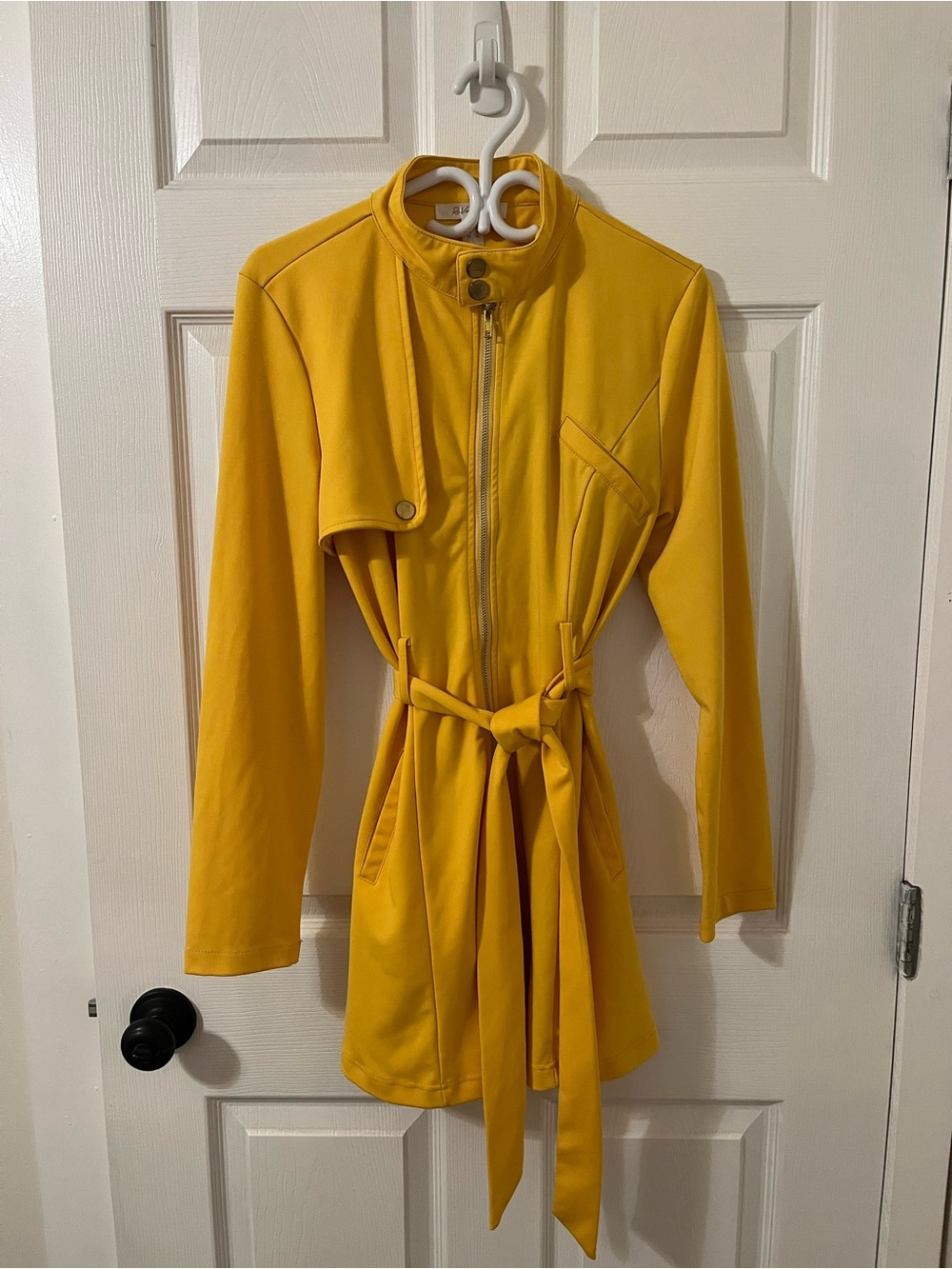 Size M Yellow Belted ReVamped Asymmetrical Jacket
